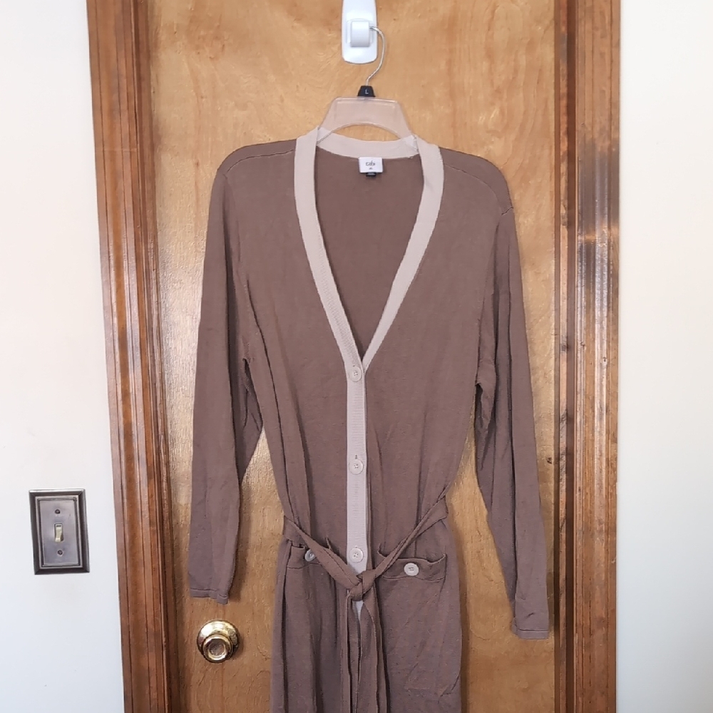 CAbi Brown and Cream Women's Cardigan